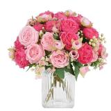 MARTINE MALL 2 Packs Peonies Artificial Flowers, Mixed Pink Artificial Peonies, Silk Peonies Flowers Fake Peonies Artificial Flowers Peonies Bouquet for Centerpiece Table Wedding Party Home Decor