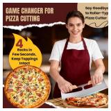 Gicyiit Pizza Cutter Rocker Blade with Wooden Handle, Premium 14inch Pizza Knife Rocker Cutter with Sharp Stainless Steel Blade and Protective Cover, Slicing Through Crust in One Single Rocking Motion