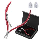 Professional Premium Cuticle Trimmer Stainless Steel Cuticle Nippers with Sharp 1/4 Jaw Blades Cuticle Clippers Double Spring Manicure Pedicure Nail Cuticle Remover Tool (Premium Red)