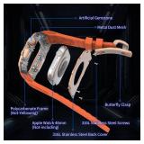 316L Stainless Steel Case for Apple Watch 46mm Fluorine Rubber Band, Mens Luxury Bumper Cover iWatch 11/10 46mm Shock-Resistant Case Replacement FKM Strap (46mm, Rose gold)