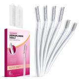 Dermaplane Razor for Women Face, (6 Count) Professional Dermaplaning Tool for Peach Fuzz, Facial and Eyebrow Hair Removal, Gentle Skin Exfoliation Blade