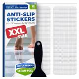 XXL Anti Slip Shower Stickers 12 PCS, Invisible Non-Slip Shower Strips for Adults, Premium Adhesive Bath Tub Stickers (Clear)