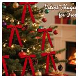 Hekocap 18 Pcs Red Velvet Bows for Christmas Tree  Red Velvet Christmas Tree Bows, Holiday Decorations for Garland Wreath Bow (5 * 7\, 1\in Wide)in