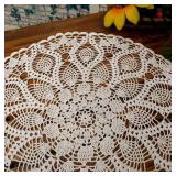 Phantomon Lace Doilies Table Placemats Handmade Crochet Cloth Round Coasters Cotton Doilies for Tables, Sofa Cover, Waterlily Pattern, 20Inch (White)