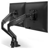 EVEO Premium Dual Monitor Mount 14\-32 Dual Monitor Arm VESA Bracket Adjustable Height Gas Spring Dual Monitor Stand, Screen Full Motion Dual Monitor Arm-Computer Monitor Stand for 2 Screens - Black