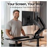 EVEO Premium Dual Monitor Mount 14\-32 Dual Monitor Arm VESA Bracket Adjustable Height Gas Spring Dual Monitor Stand, Screen Full Motion Dual Monitor Arm-Computer Monitor Stand for 2 Screens - Black