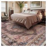 Engiw-Pink Brown 5x7 Area Rugs for Bedroom Living Room Rug Girl Nursery Rug for Study Room Dining Room Rugs Carpet Washable Easy Care Non Slip Soft