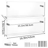 Youeon 2 Pcs Clear Acrylic Magazine Holder Wall Mount, 17 Inch Hanging Magazine Rack with Hardware, Floating Bookshelf Brochure Display Organizer for Home, Office, Reception Area