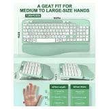 Ergonomic Wireless Keyboard with Cushioned Wrist Rest, Wave Keys, Phone Holder, Comfortable Natural Typing, 2.4GHz Full Size Cordless USB Computer Keyboard for Windows, Mac OS, Laptop, PC (Mint Green)