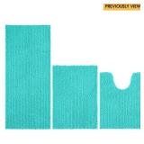 ACCUMTEK Upgrade Extra Large Teal Green Bathroom Rug Set 3 Pieces Ultra Soft, Thick Absorbent Bath Mats, Non Slip Chenille Toilet Mat for Bathroom, Bedroom, Kitchen, Turquoise