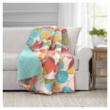 Lush Decor Layla Throw Blanket, 60 x 50, Orange and Blue