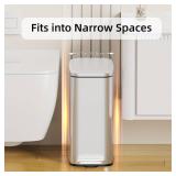 KSSKSS Small Bathroom Trash Can with Lid Soft Close, Step Pedal, 6L / 1.6 Gal Stainless Steel Garbage Bin with Removable Inner Bucket, Slim Wastebasket for Narrow Spaces (Silver)