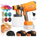 Cordless Paint Sprayer 20V MAX 2 X 4.0Ah Batteries, 700W HVLP Electric Spray Gun with Adjustable 4 Nozzles and 3 Patterns, 650W Copper Motor, 1000ml Container for House Furniture Fence Door Painting