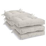Kyaringtso Chair Cushions for Dining Chairs Set of 6, Non Slip Indoor Kitchen Chair Cushions with Ties, Tufted Memory Foam Seat Chair Pads, 17\ x 16\in x 3\in, Creamin