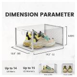 Pinkpum XXL Larger Shoe Storage Boxes Fit Size 14, Clear Plastic Stackable Shoe Organizer 12 Pack Sneaker Storage for Sneakerheads Shoe Containers