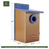 Kingsyard Recycled Plastic Bird House for Outdoor - Durable Nesting Box with Clear View Panel and Predator Guard for Bluebird Wren Swallow Finch, Blue and Brown