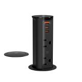 ANNQUAN 2 inch Space Saver Pop Up Outlet for Countertop with PD20W USB Ports,2 Outlets Tamper Resistant,Splashproof Pop Up Socket,Desk Power Grommet for Home Office Kitchen Black (ETL Listed)