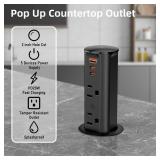 ANNQUAN 2 inch Space Saver Pop Up Outlet for Countertop with PD20W USB Ports,2 Outlets Tamper Resistant,Splashproof Pop Up Socket,Desk Power Grommet for Home Office Kitchen Black (ETL Listed)