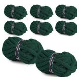 8 Packs Jumbo Chunky Chenille Yarn - 1820g(64oz) 254 Yards (761ft) Bulky Yarn - Chunky Yarn for Hand Knitting Blanket,Cushions, Pet Bed - Soft and Durable (Dark Green)