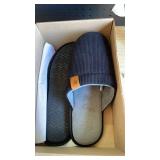 VeraCosy Menfts Corduroy Scuff Slippers Soft Comfy Memory Foam Non-slip Indoor House Shoes Carbon Black, 13-14 US