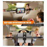 Aaeiirey Car Headrest Tablet Holder [Dual-Clamp Stability][360° Adjustable] Back Seat iPad Mount for Kids Road Trip, Compatible with 4.516.5\ iPad Pro/Air/Mini, Galaxy Tab, Kindle Fire, Switchin