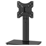 Rfiver Universal Swivel Tabletop TV Stand for Flat Screens 23 24 26 32 39 40 42 43 Inch, Heavy Duty Center Pedestal Stand Replacement with Black Tempered Glass Base and Height Adjustable Mount