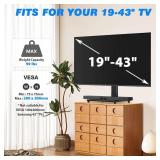 Rfiver Universal Swivel Tabletop TV Stand for Flat Screens 23 24 26 32 39 40 42 43 Inch, Heavy Duty Center Pedestal Stand Replacement with Black Tempered Glass Base and Height Adjustable Mount