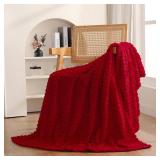 Red Throw Blanket 50\×60\in inches Gifts for Mom Fuzzy 3D Jacquard Decorative Flannel Fleece Super Soft Plush Cozy Blanket for Couch Sofa Chair Lightweightin