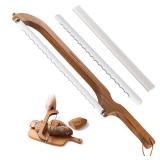 XJHEYLZ Sourdough bread knife,Bread Slicer for Homemade Bread,Adjustable blade tightness for Even Slicing, Serrated knife,Wooden Bread cutter with Bow Design (3, brown)