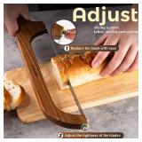XJHEYLZ Sourdough bread knife,Bread Slicer for Homemade Bread,Adjustable blade tightness for Even Slicing, Serrated knife,Wooden Bread cutter with Bow Design (3, brown)