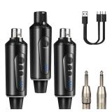 Depusheng Wireless Microphone 2 XLR Transmitter and 1 XLR Receiver Wireless System with Reverb switchfor Dynamic and 48V Condenser Microphones, Guitar, Mixer, PA System, Speaker