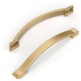 Amerdeco 10 Pack Champagne Bronze Cabinet Pulls 5 Inch(128mm) Hole Centers, Handles for Kitchen Cabinet Hardware, Arch Cabinet Handles for Bathroom Dresser Drawer Handles ZH0016