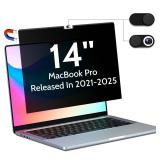 Peslv Magnetic Privacy Screen for MacBook Pro 14 Inch (2021-2025, M1, M2, M3, M4, M5), Removable Matte Blue Light Glare Filter for Mac Pro 14.2\ Laptop Computerin