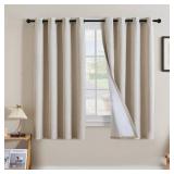 H.VERSAILTEX Linen Curtains 100percent Blackout Curtains for Bedroom 63 inch Long Full Light Blocking Nature Linen Blended Window Curtains for Living Room Nickel Grommet (2 Panels, Heathered Natural)