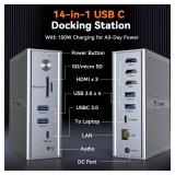 TobenONE DisplayLink Docking Station 3 Monitors, 14-in-1 Triple Monitor Dock for M1-M5 MacBook/Mac mini, Windows, Chrome (3HDMI, 120W Power Supply, 5 USB, Home Office and Professional Workspace