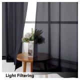 Simplebrand Black Short Sheer Curtains 45 Inch Length for Small Windows, Rod Pocket 2 Panels Set Solid Voile Drapes Window Sheer Curtains for Bedroom Bathroom Kids Room Kitchen, 42x45 Inch