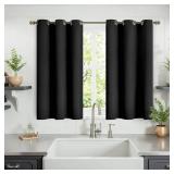 YoungsTex Short Blackout Curtains 40 Inch Length for Bedroom - Black Kitchen Window Drapes with Grommet Thermal Insulated Privacy for Bathroom Small Window, 2 Panels, 42 x 40 Inch