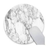 SSOIU White Marble Round Mouse Pad Cute Mat Grey Circular Mouse Pads 7.87X7.87 Inch (200mmX200mmX3mm)
