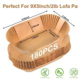 Loaf Pan Liners for Baking Bread 9x5 Inch, 180Pcs Non-Stick Bread Pan Liners, Disposable Bread Pans Parchment Paper for Baking