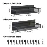 Aufworld Magnetic Spice Rack for Refrigerator, 6 Pack Magnetic Shelf, Fridge Magnet Organizer with Moveable 12 Hooks, Magnetic Fridge Shelf for Kitchen Organization and Storage (6 Pack)