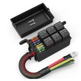 DaierTek 12V Relay Box 6 Way12 AWG Pre-Wired Waterproof Relay Box 6 Slot ATC/ATO Fuse Relay Block Universal Relay Panel for Automotive Car Marine Boat