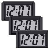 Frienda 3 Pieces Mini Digital Clock Small Digital Clock Stick on Battery Operated Self Adhesive Bracket for Car Dashboard Fridge (Black)
