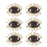 AHANDMAKER 6 Pcs Eye Beaded Patches for Clothes, Evil Eye Sequined Patch Sew on Rhinestone Beaded Applique for Clothes Jackets Jeans Bags Embroidery Garment Accessory