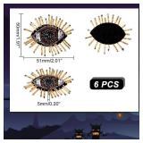 AHANDMAKER 6 Pcs Eye Beaded Patches for Clothes, Evil Eye Sequined Patch Sew on Rhinestone Beaded Applique for Clothes Jackets Jeans Bags Embroidery Garment Accessory