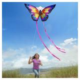 HONBO Butterfly Kites for Kids and Adults, Easy to Fly for Beginners, Each Kite with 300ft Line Handle,Beginner Kite for Kids Ages 4-8,Beach Kites for Outdoor Activities and Family Trip(Pink)