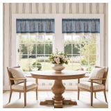 jinchan Linen Farmhouse Valances for Living Room Windows 16 Inch Slubbed Crossed Double Layer Window Valances Light Filtering Rustic Country Overlay Rod Pocket 2 Panels Navy Blue