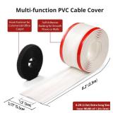 8.2ft Cord Cover Floor, Soft PVC Cord Covers for Wires on Floor, Self-Adhesive Cord Hider, Cable Management Wire Protector for Commercial Office Carpet/Floors/Wall White
