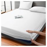 Fitted Sheet 1 Pack Queen Size Only Viscose Derived from Bamboo,400 Thread Count 80\x78\in,8-16\in Deep Pocket,Bottom Sheet Colorfast Soft and Silky and Breathable(1 Fitted sheet Only, White, Queen)in