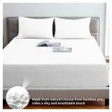 Fitted Sheet 1 Pack Queen Size Only Viscose Derived from Bamboo,400 Thread Count 80\x78\in,8-16\in Deep Pocket,Bottom Sheet Colorfast Soft and Silky and Breathable(1 Fitted sheet Only, White, Queen)in