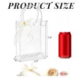 Ohuimrt 24 PCS Clear Plastic Gift Bags with Handles, 5.9 x 7.9 x 2.8 InchesReusable Party Favor Bags with Ribbon Transparent Gift Wrap Bags Bulk for Weddings Birthdays